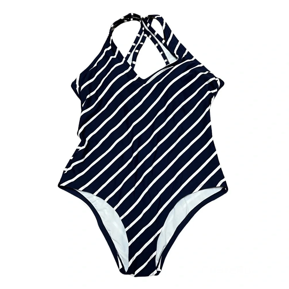 Kona Sol™‎ Oxford Blue Women's Large Coverage One Piece Swimsuit